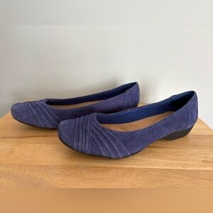 Clarks Bendables “Propose Pixie” Blue Suede Flats, Women’s US 9.5 M New